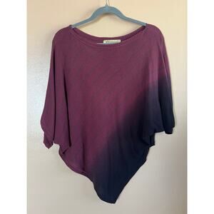 Democracy Ombre Batwing Sweater Plum Black Dip Dye Asymmetric Hem Women S